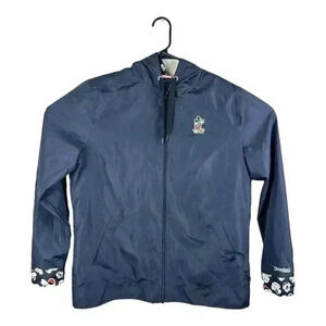 Disney Parks Windbreaker Jacket Unisex L Black Mickey Mouse Drawstring Full Zip